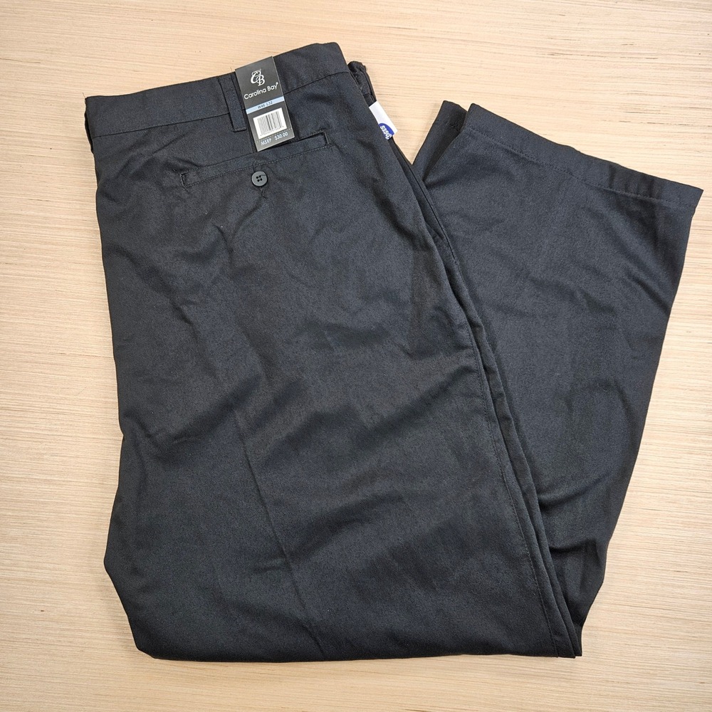 Carolina Bay Pleated Pants Mens 46x32 Black NEW Business Casual Work Dress Slack